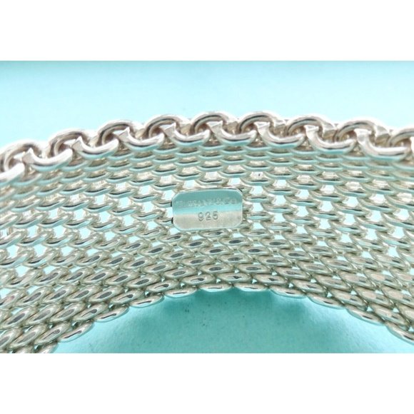 Tiffany Wide Somerset Bracelet Mesh Weave Flexible Bangle in Sterling Silver - Picture 2 of 5